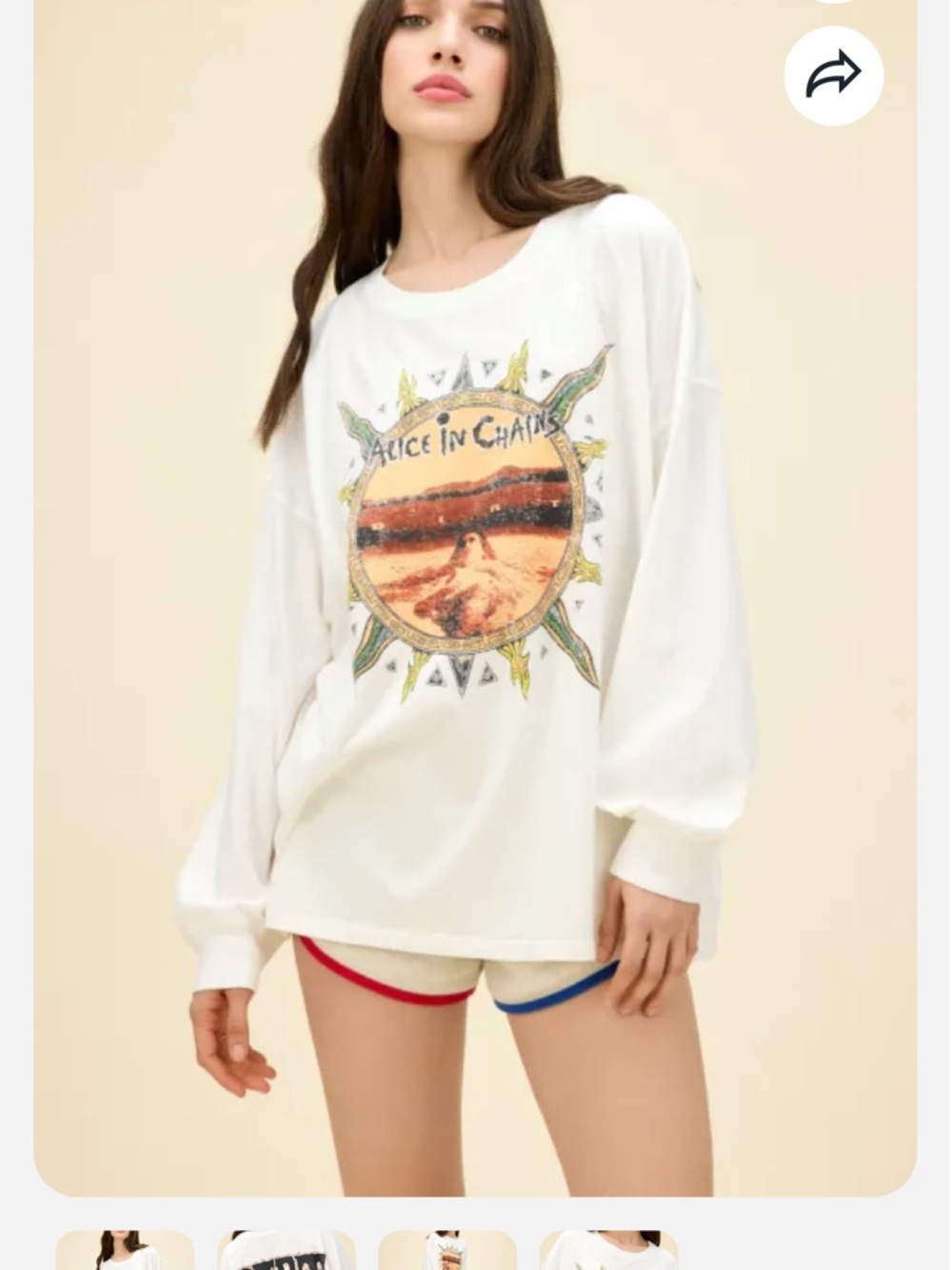 Daydreamer White Long Sleeve Graphic Tee with Multicolor Sun Print